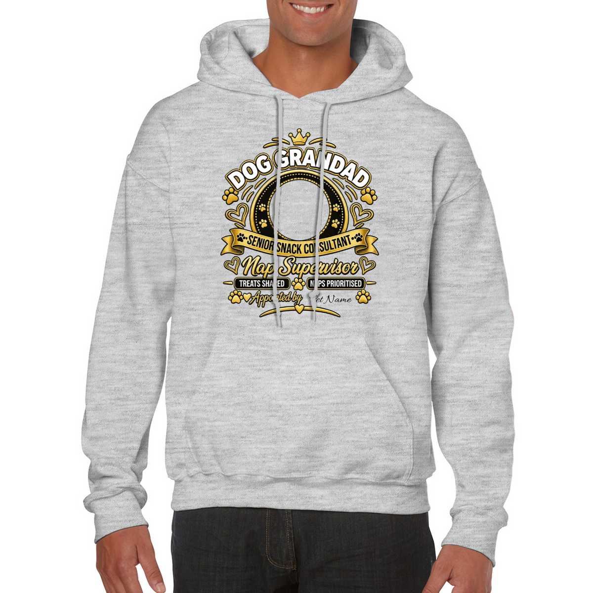 Additional view of Personalised Dog Grandad Classic Hoodie - Custom Dog Photo & Name