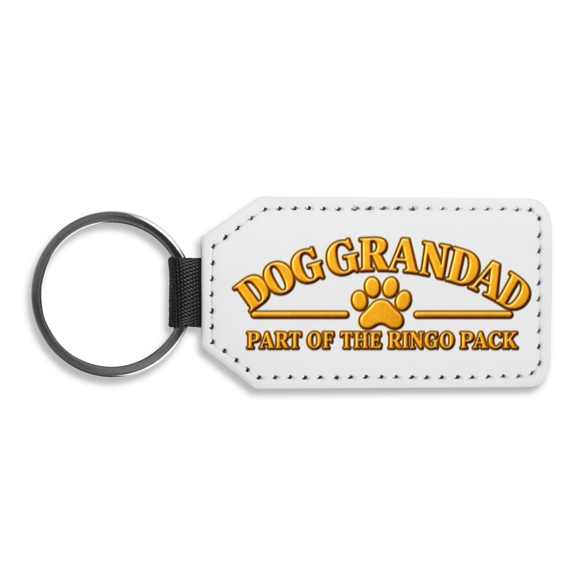 Dog Grandad fixed-design faux leather keyring by The Ringo Pack