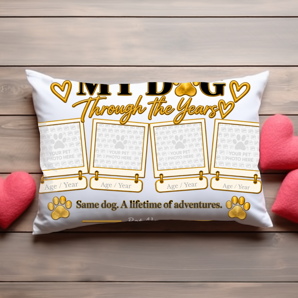 My Dog Through the Years – Personalised 4 Photo Dog Keepsake Pillow