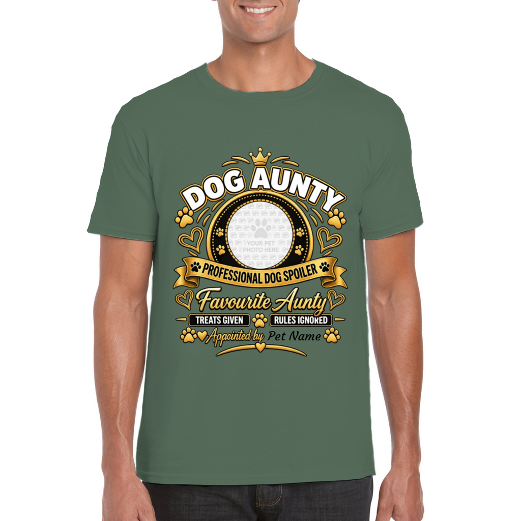Personalised Dog Aunty T-Shirt – Custom Dog Photo & Name Gift