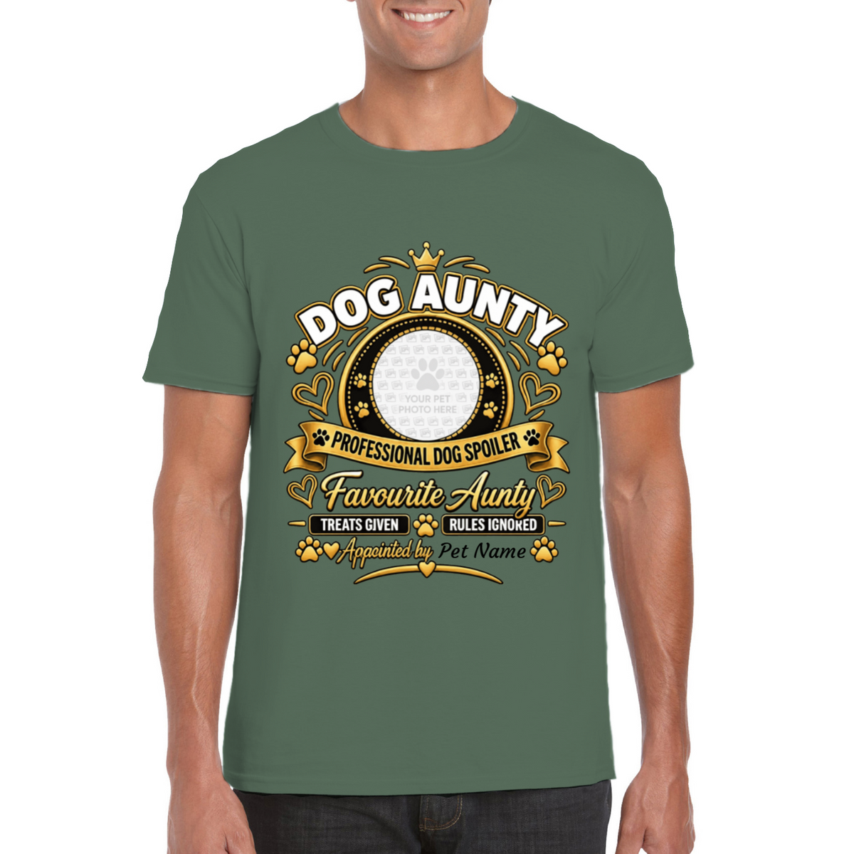 Personalised Dog Aunty T-Shirt – Custom Dog Photo & Name Gift