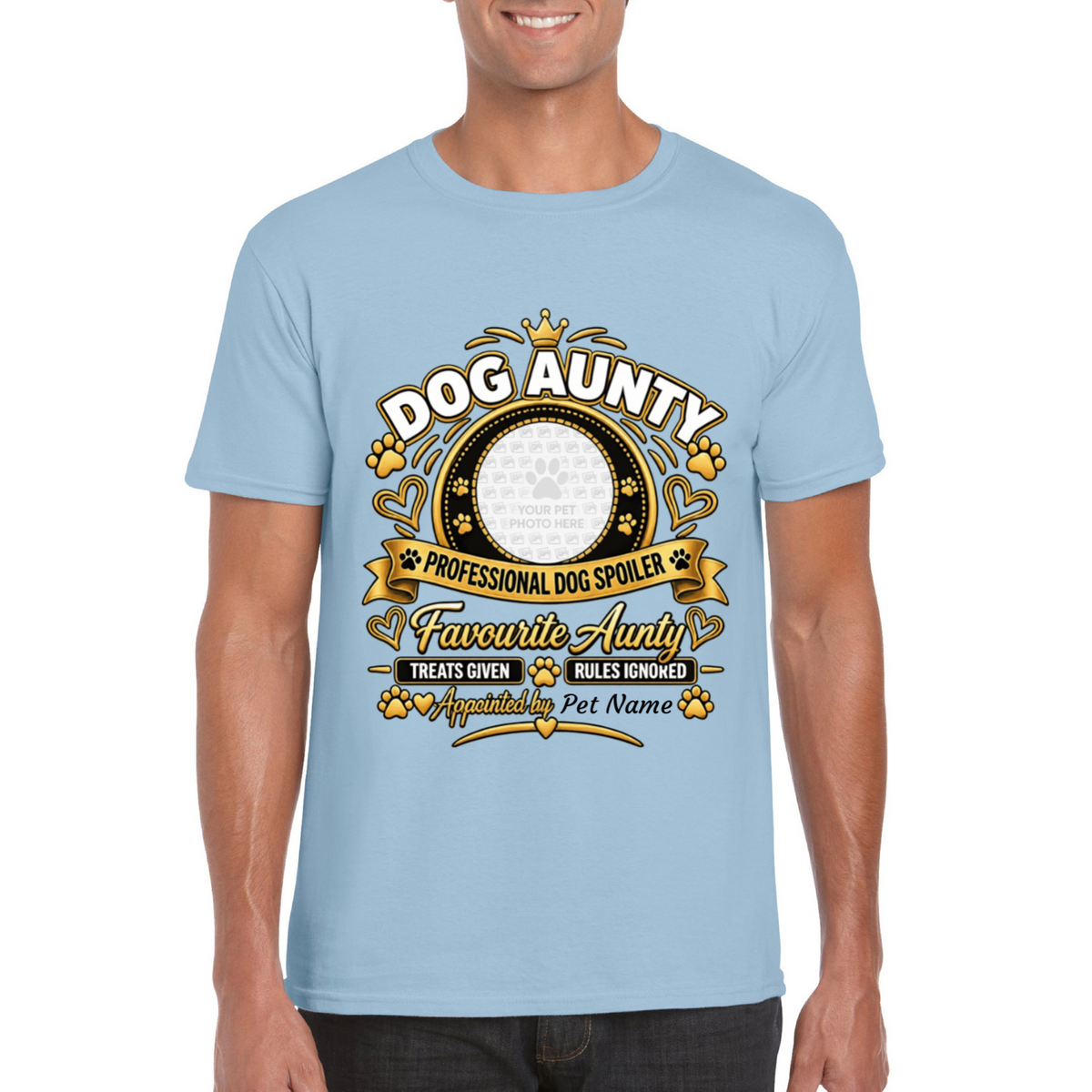 Personalised Dog Aunty T-Shirt – Custom Dog Photo & Name Gift