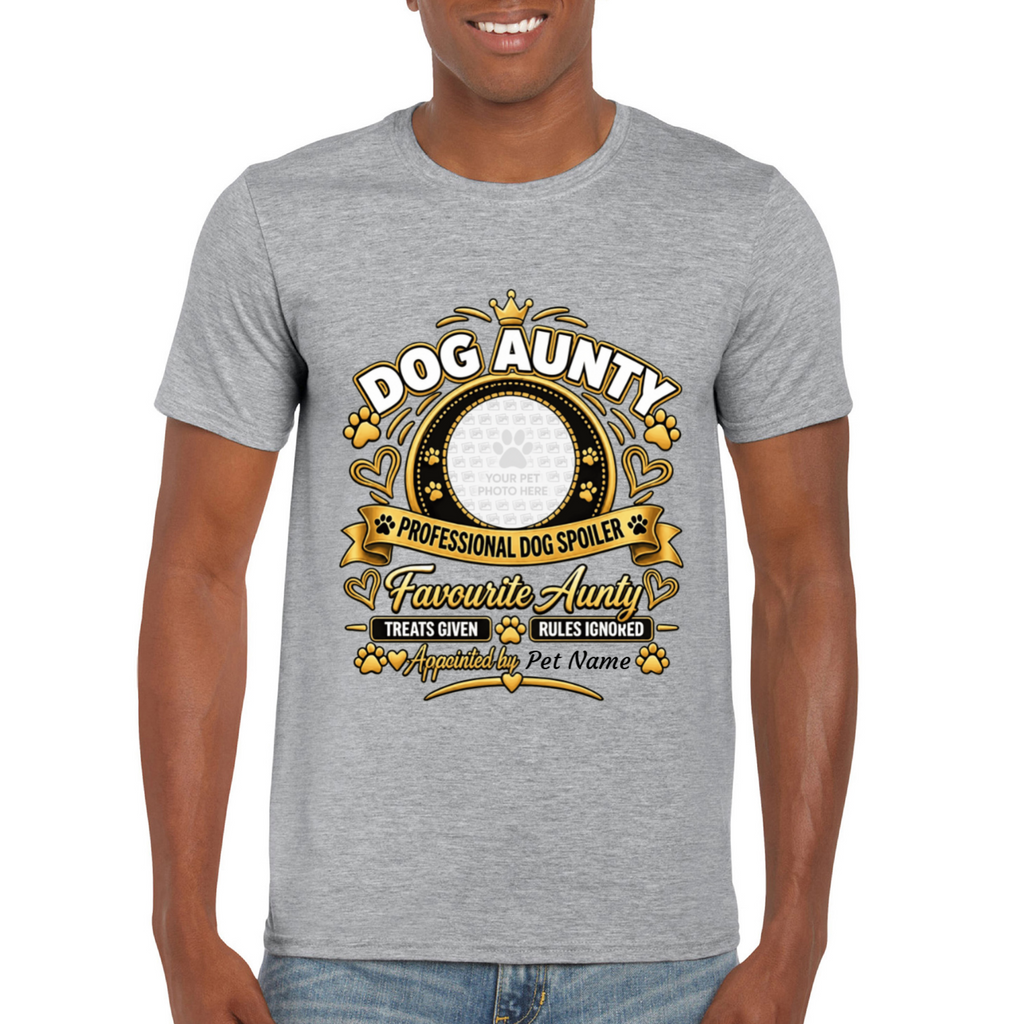 Personalised Dog Aunty T-Shirt – Custom Dog Photo & Name Gift
