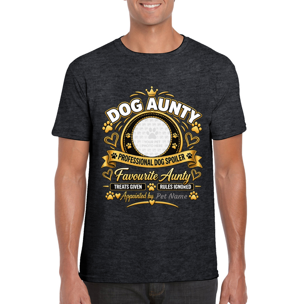 Personalised Dog Aunty T-Shirt – Custom Dog Photo & Name Gift
