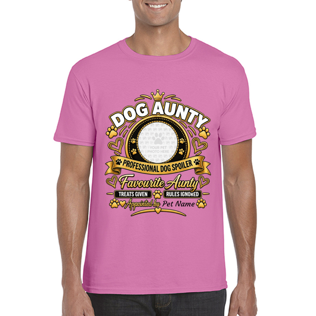 Personalised Dog Aunty T-Shirt – Custom Dog Photo & Name Gift
