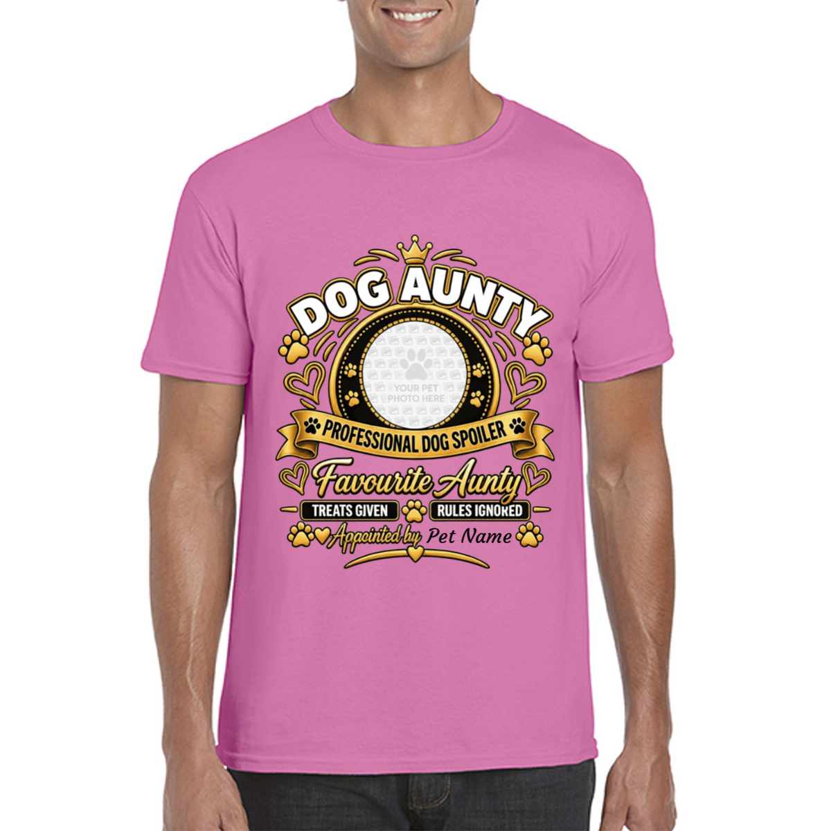 Personalised Dog Aunty T-Shirt – Custom Dog Photo & Name Gift