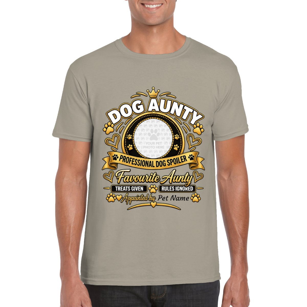 Personalised Dog Aunty T-Shirt – Custom Dog Photo & Name Gift