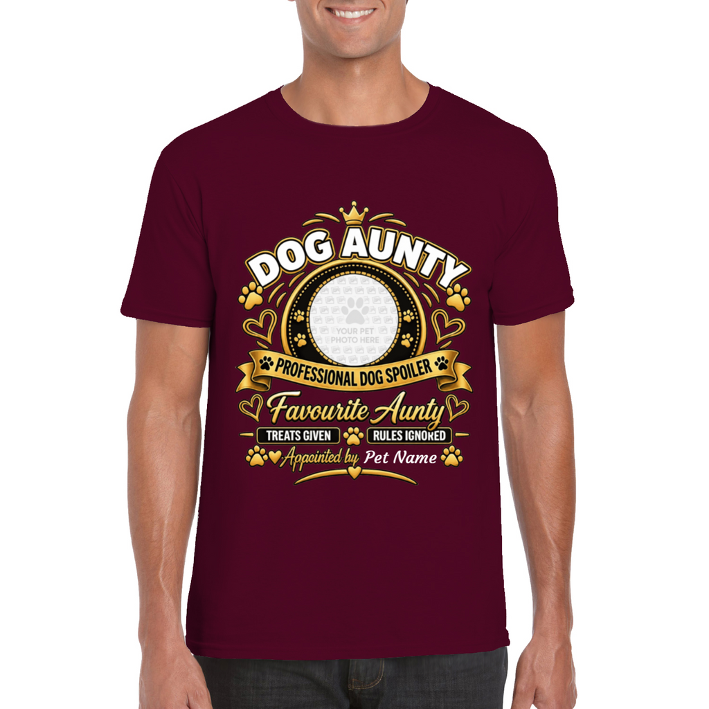 Personalised Dog Aunty T-Shirt – Custom Dog Photo & Name Gift