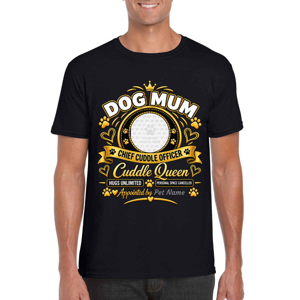 Personalised Dog Mum T-Shirt – Custom Dog Photo & Name Gift