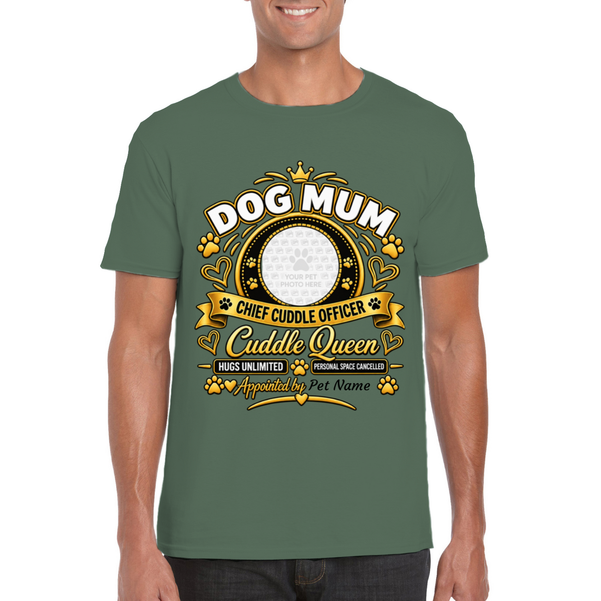 Personalised Dog Mum T-Shirt – Custom Dog Photo & Name Gift