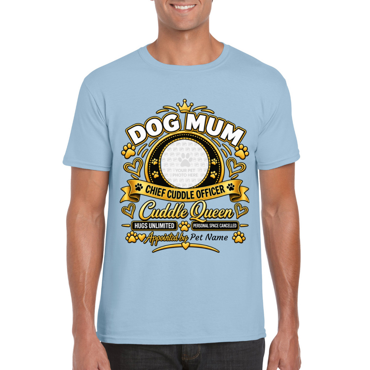 Personalised Dog Mum T-Shirt – Custom Dog Photo & Name Gift