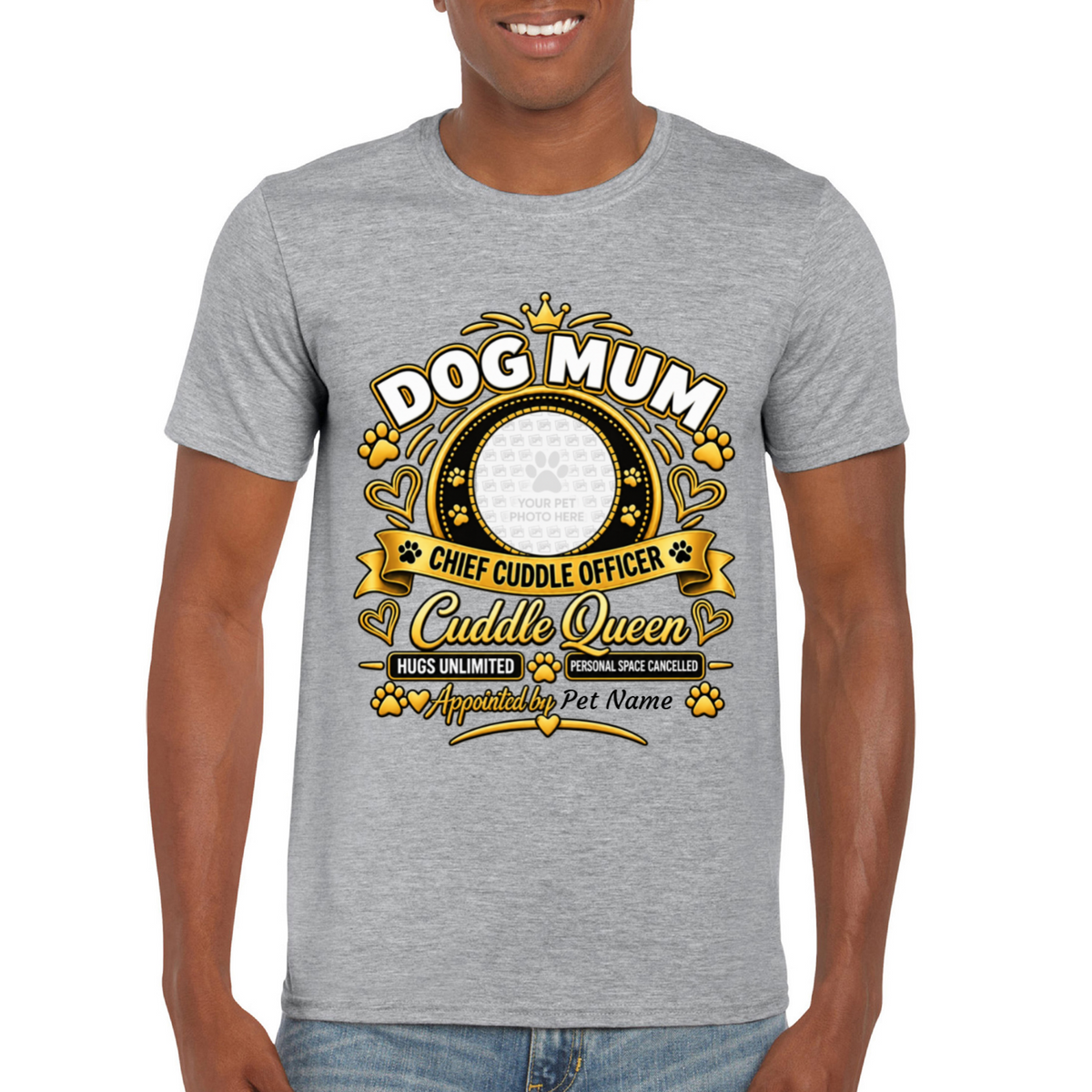 Personalised Dog Mum T-Shirt – Custom Dog Photo & Name Gift