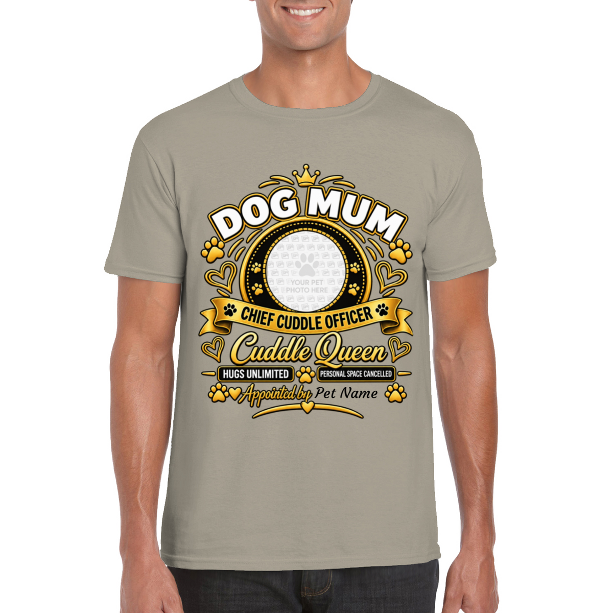 Personalised Dog Mum T-Shirt – Custom Dog Photo & Name Gift