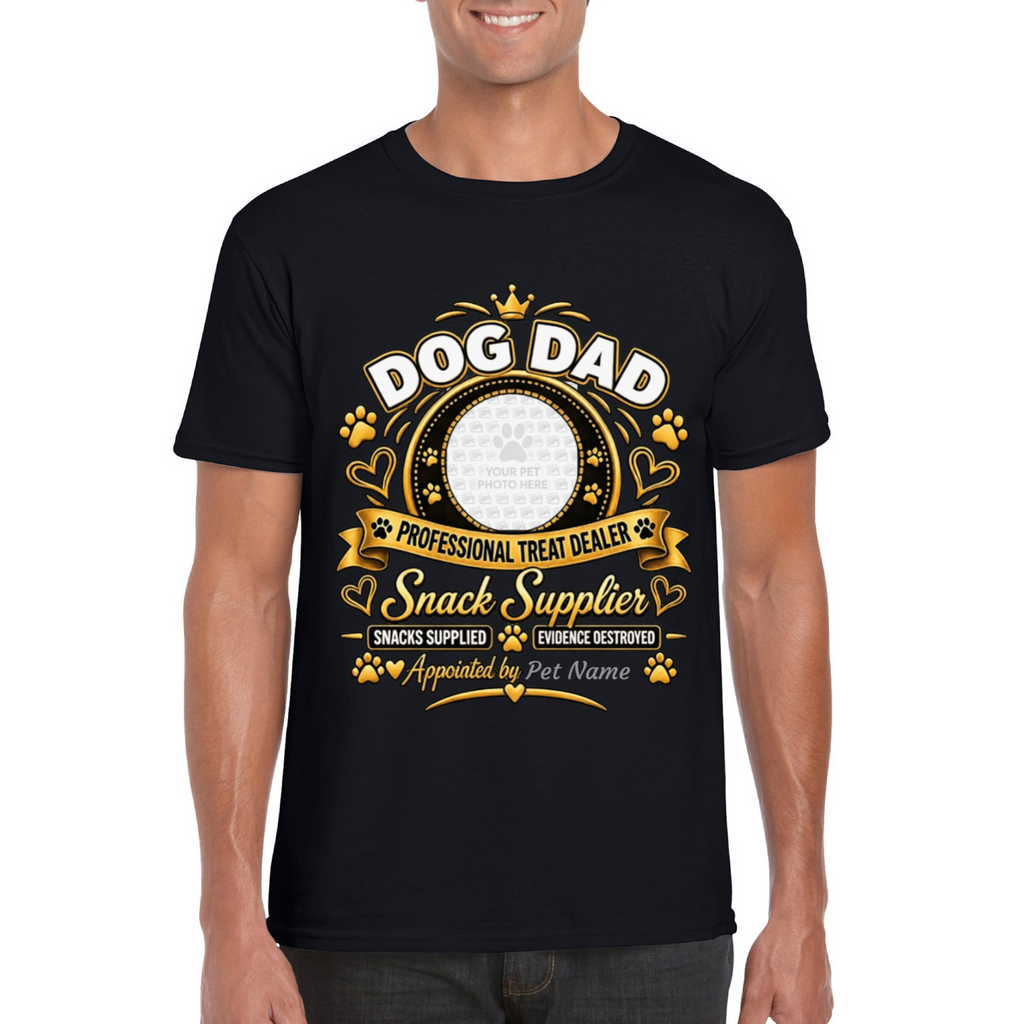 Personalised Dog Dad T-Shirt – Custom Dog Photo & Name Gift