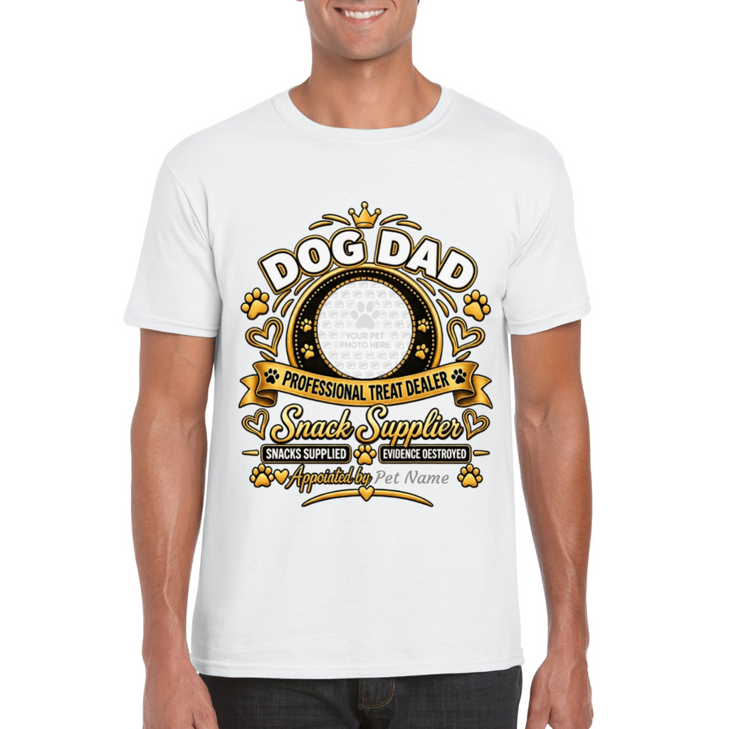 Personalised Dog Dad T-Shirt – Custom Dog Photo & Name Gift