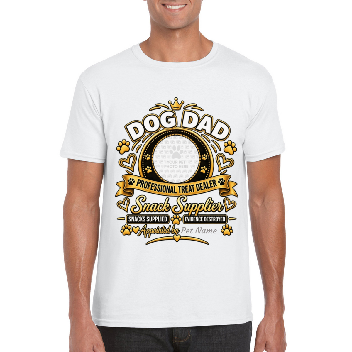 Personalised Dog Dad T-Shirt – Custom Dog Photo & Name Gift