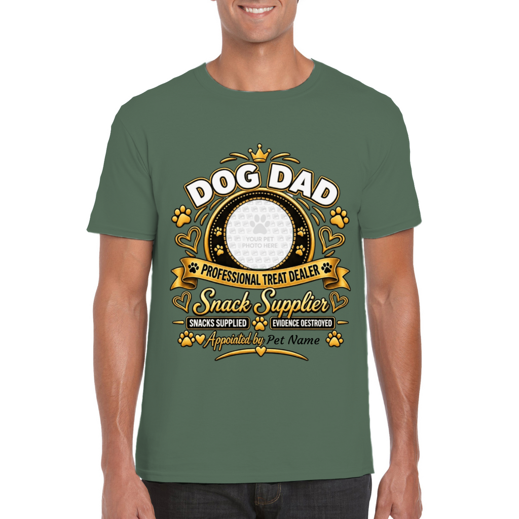 Personalised Dog Dad T-Shirt – Custom Dog Photo & Name Gift