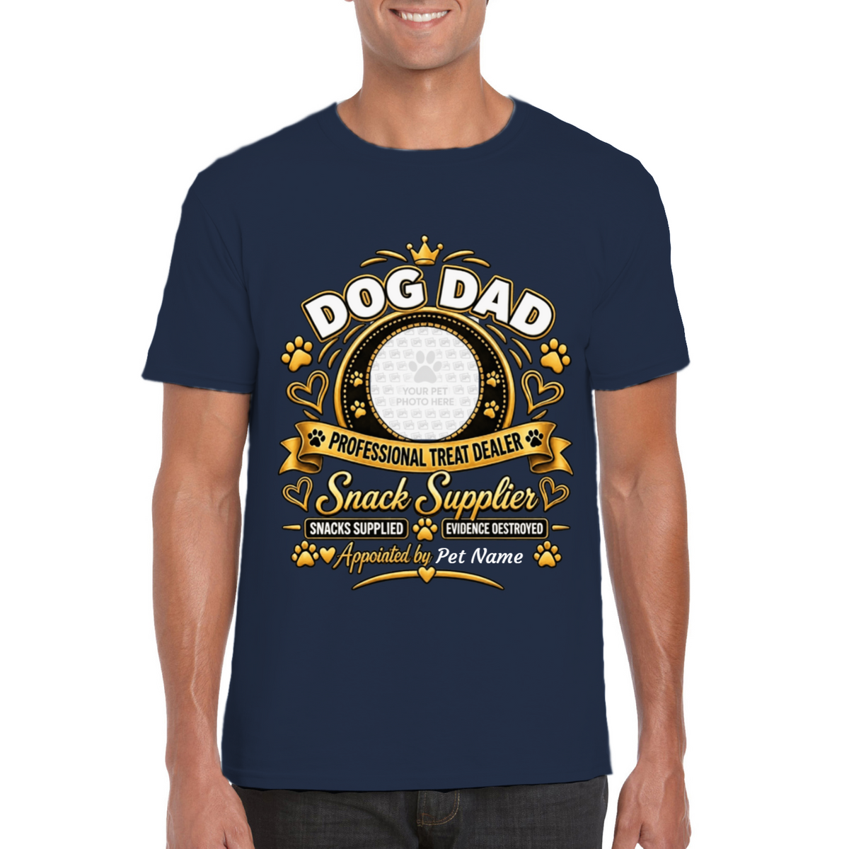 Personalised Dog Dad T-Shirt – Custom Dog Photo & Name Gift