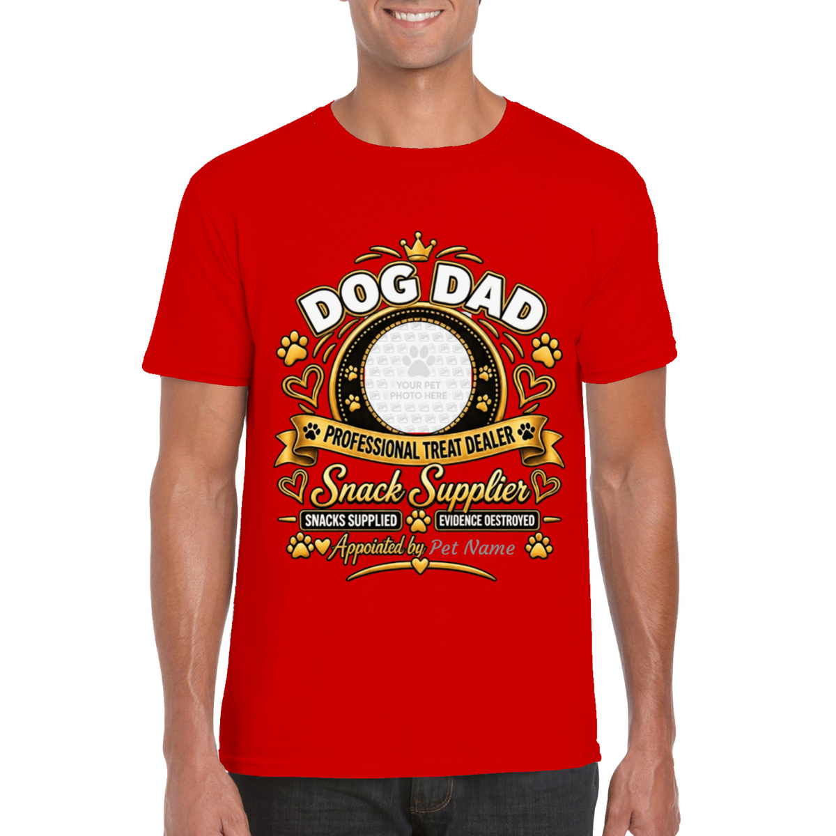 Personalised Dog Dad T-Shirt – Custom Dog Photo & Name Gift