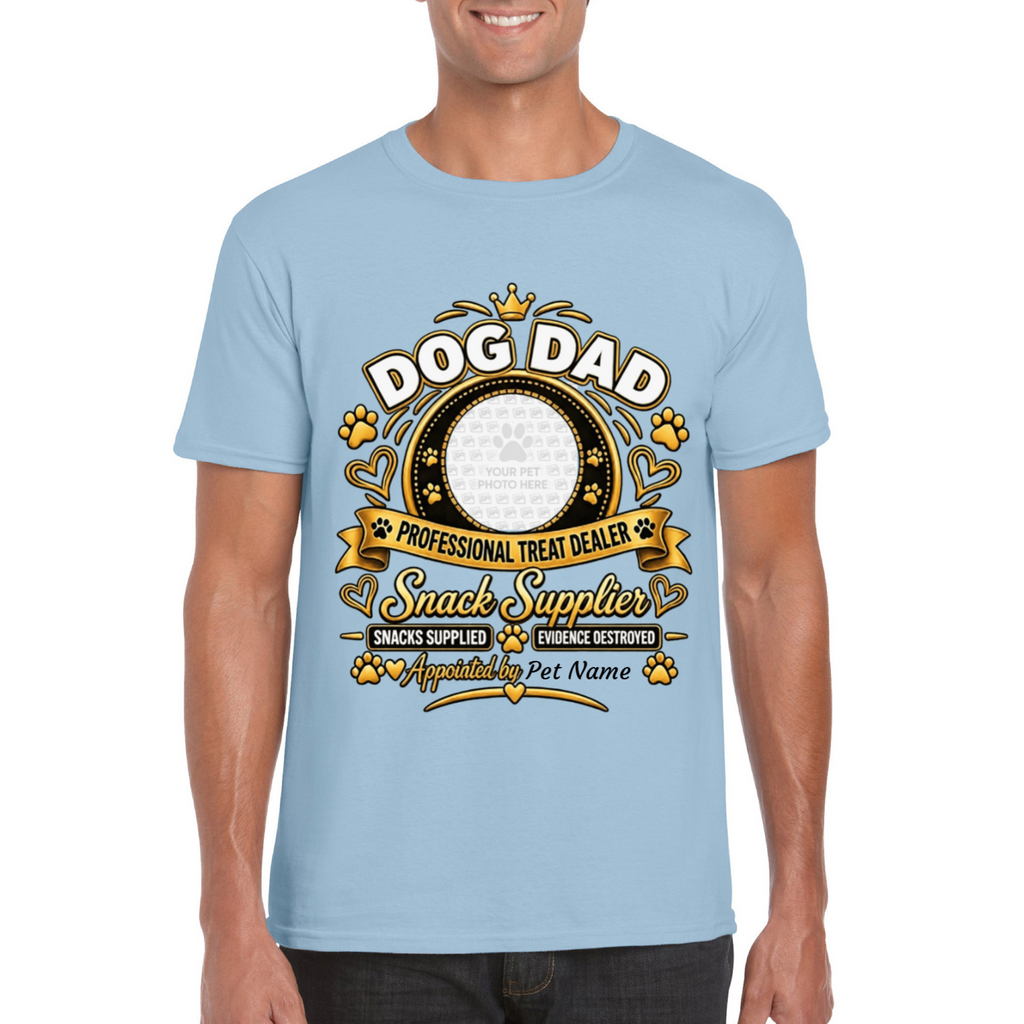 Personalised Dog Dad T-Shirt – Custom Dog Photo & Name Gift
