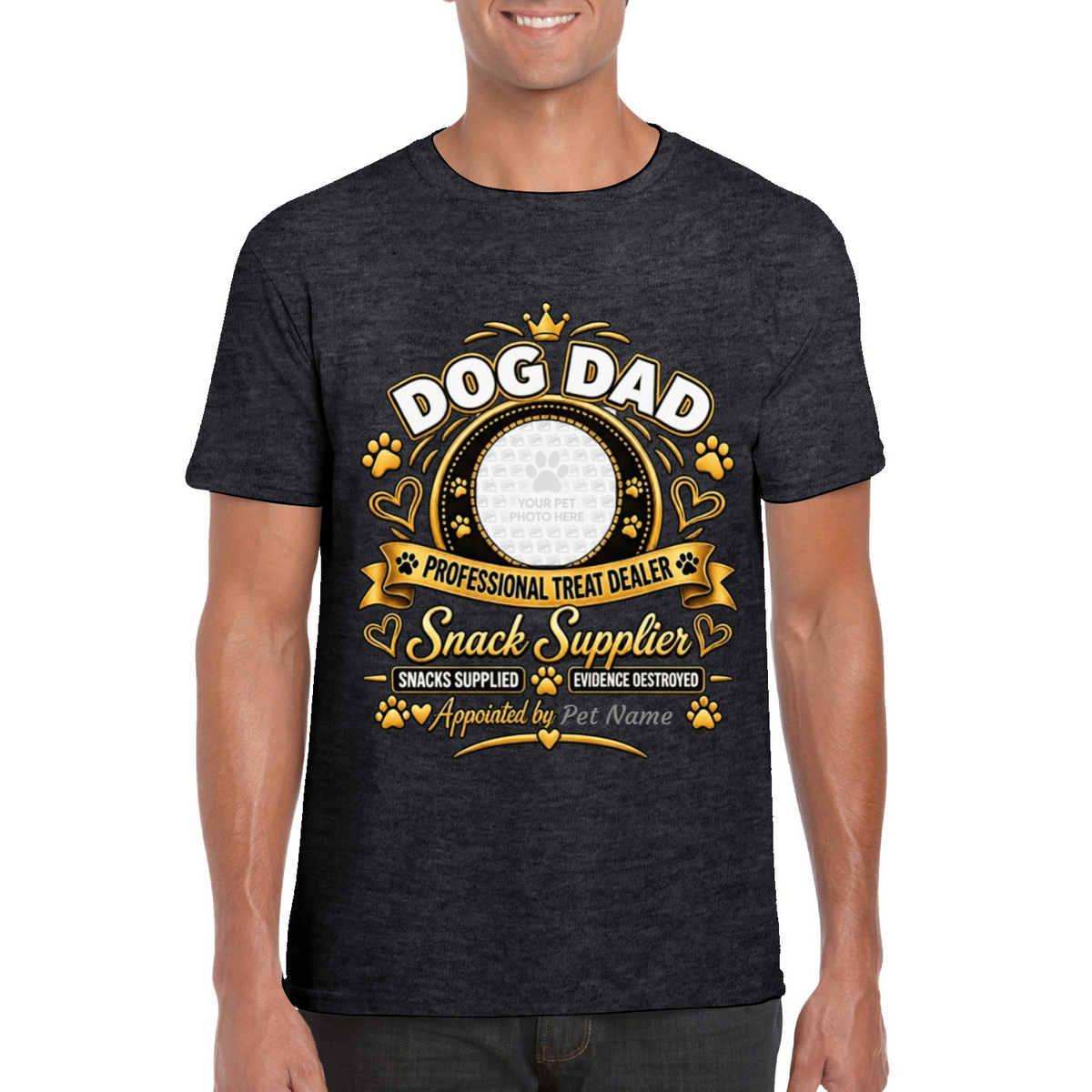 Personalised Dog Dad T-Shirt – Custom Dog Photo & Name Gift