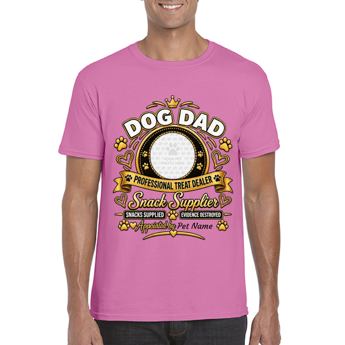 Personalised Dog Dad T-Shirt – Custom Dog Photo & Name Gift