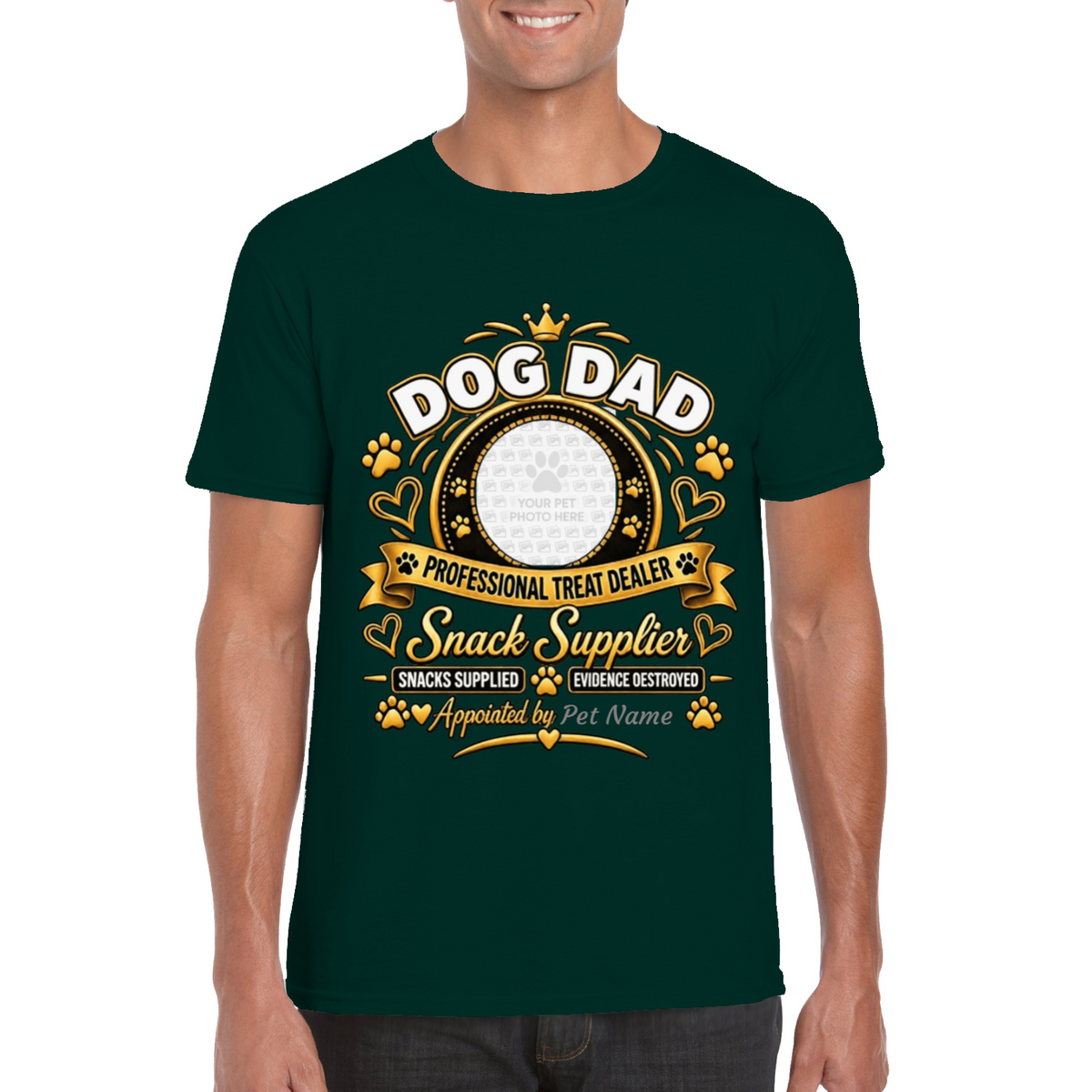 Personalised Dog Dad T-Shirt – Custom Dog Photo & Name Gift
