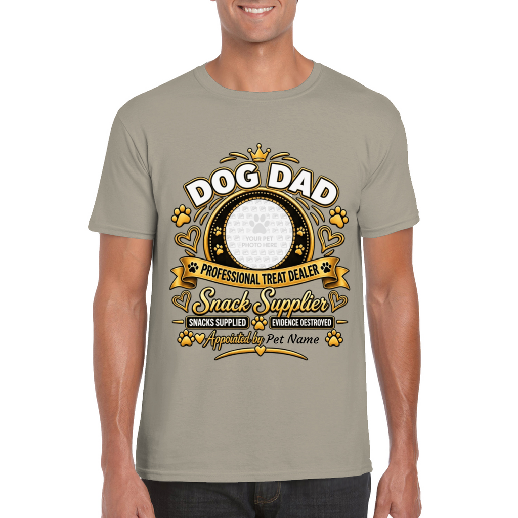 Personalised Dog Dad T-Shirt – Custom Dog Photo & Name Gift