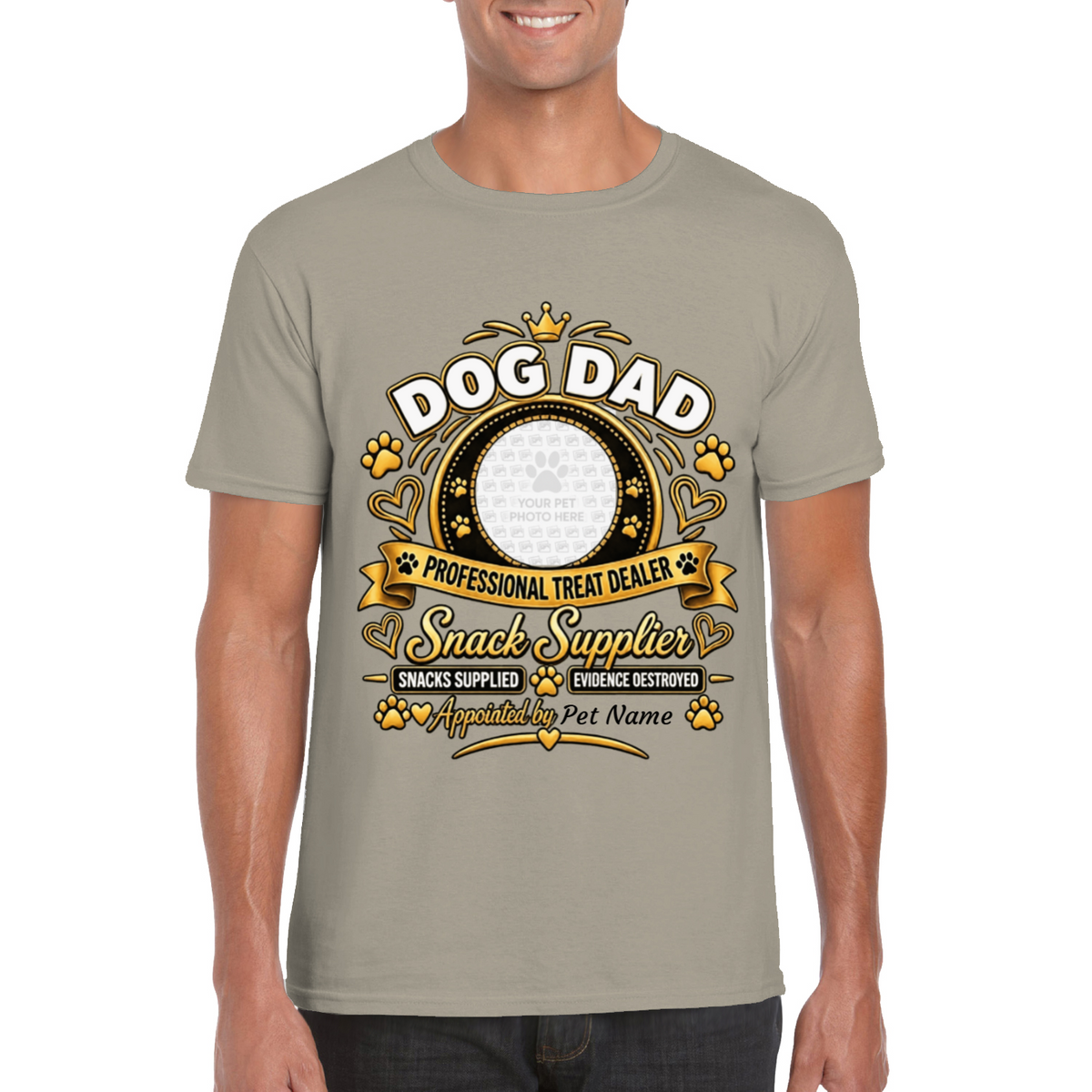 Personalised Dog Dad T-Shirt – Custom Dog Photo & Name Gift