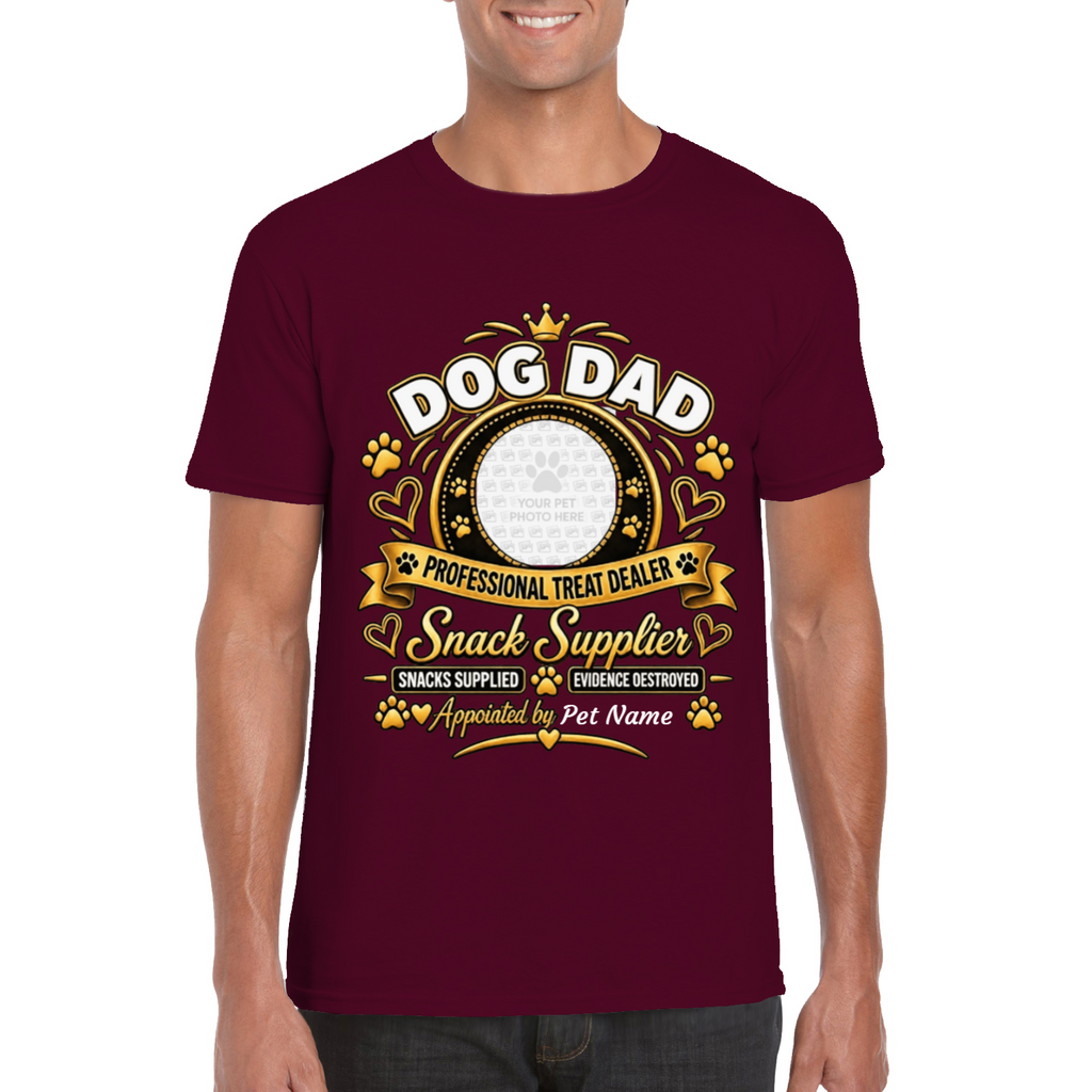 Personalised Dog Dad T-Shirt – Custom Dog Photo & Name Gift