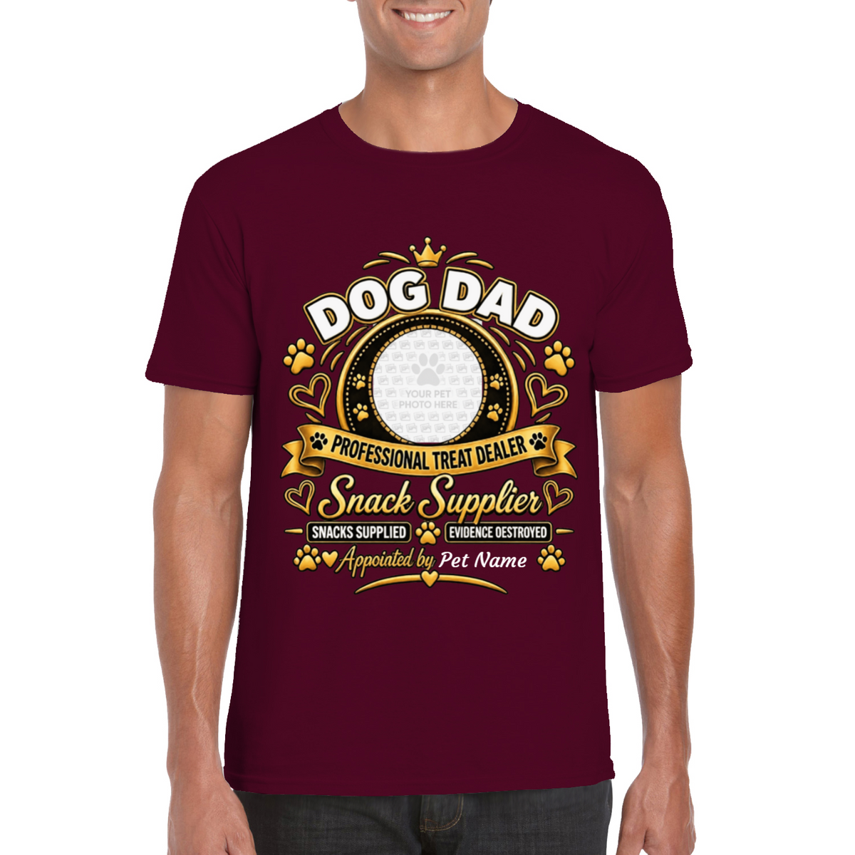 Personalised Dog Dad T-Shirt – Custom Dog Photo & Name Gift