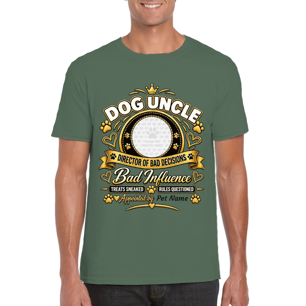 Personalised Dog Uncle T-Shirt – Custom Dog Photo & Name Gift