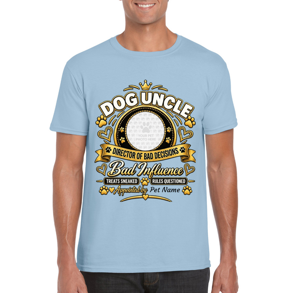 Personalised Dog Uncle T-Shirt – Custom Dog Photo & Name Gift