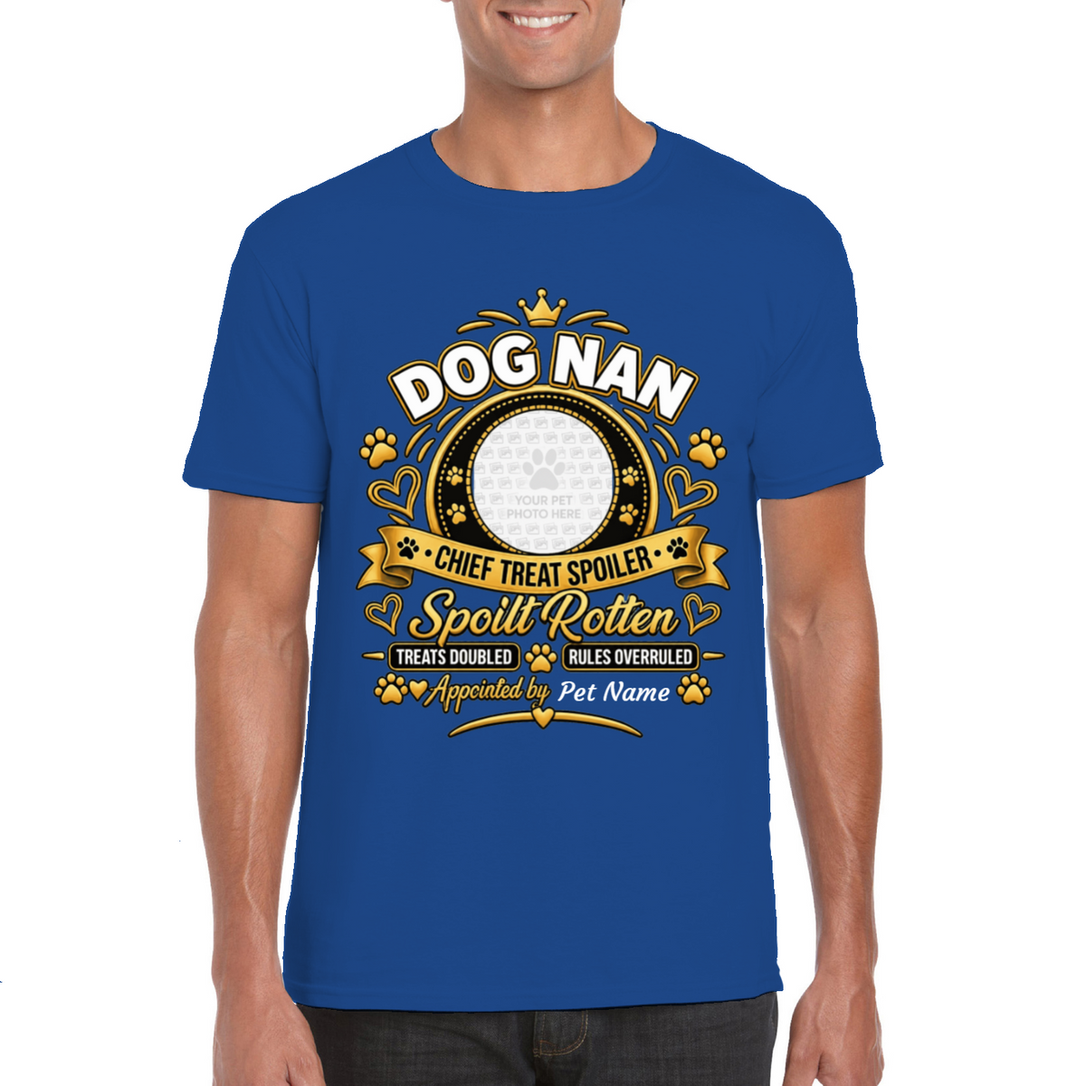 Personalised Dog Nan T-Shirt – Custom Dog Photo & Name Gift