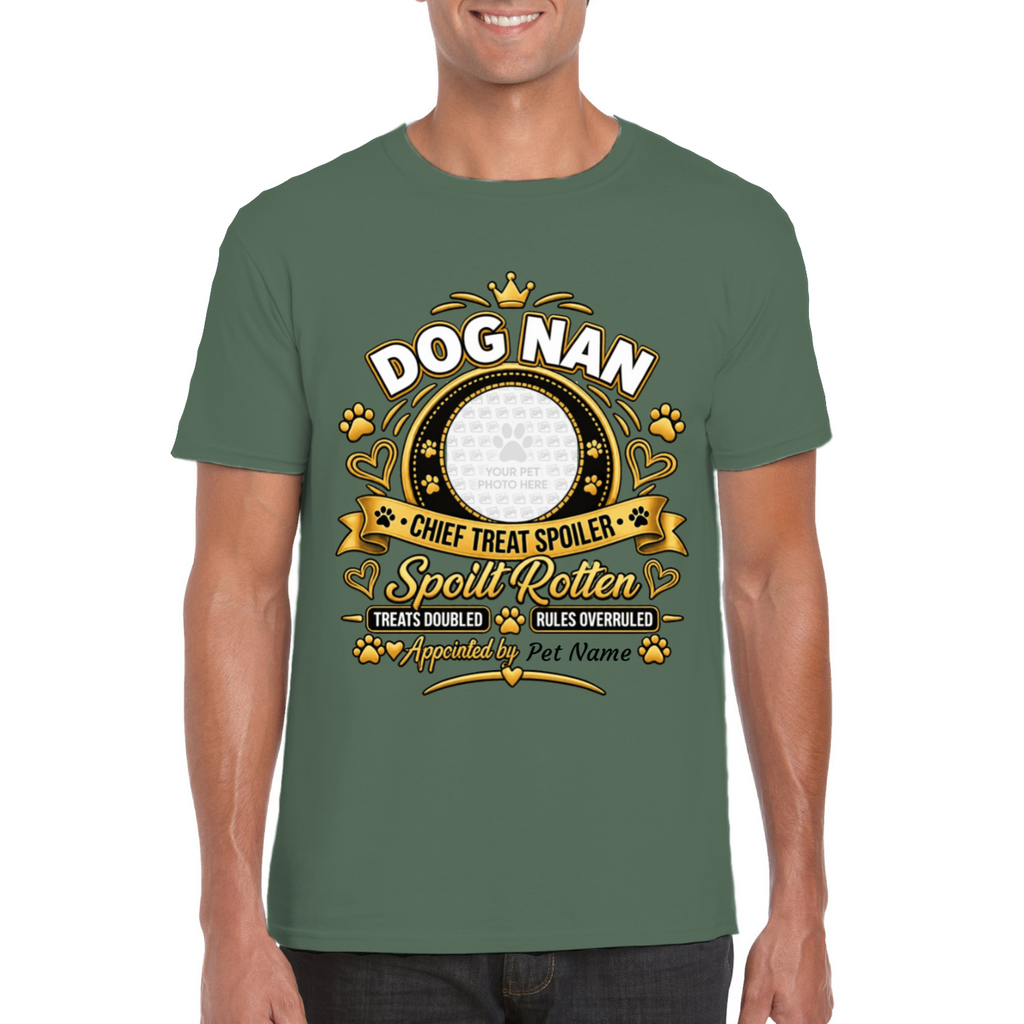 Personalised Dog Nan T-Shirt – Custom Dog Photo & Name Gift