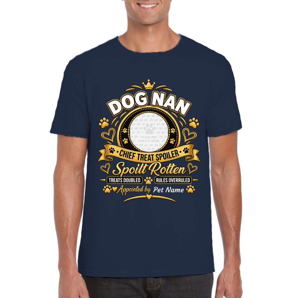 Personalised Dog Nan T-Shirt – Custom Dog Photo & Name Gift