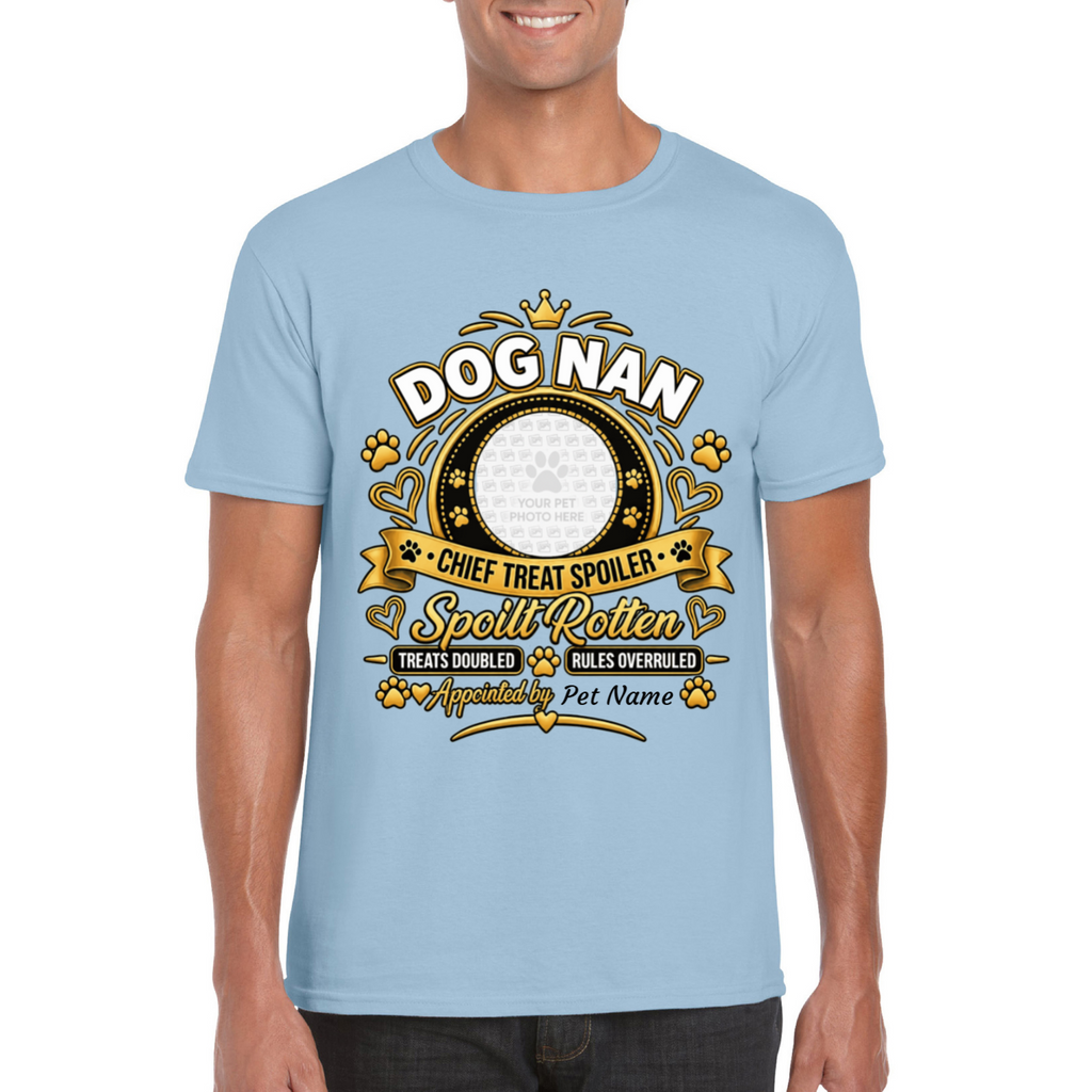 Personalised Dog Nan T-Shirt – Custom Dog Photo & Name Gift