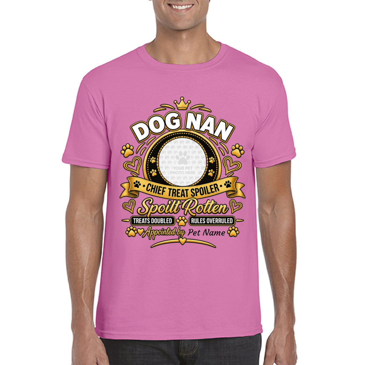 Personalised Dog Nan T-Shirt – Custom Dog Photo & Name Gift