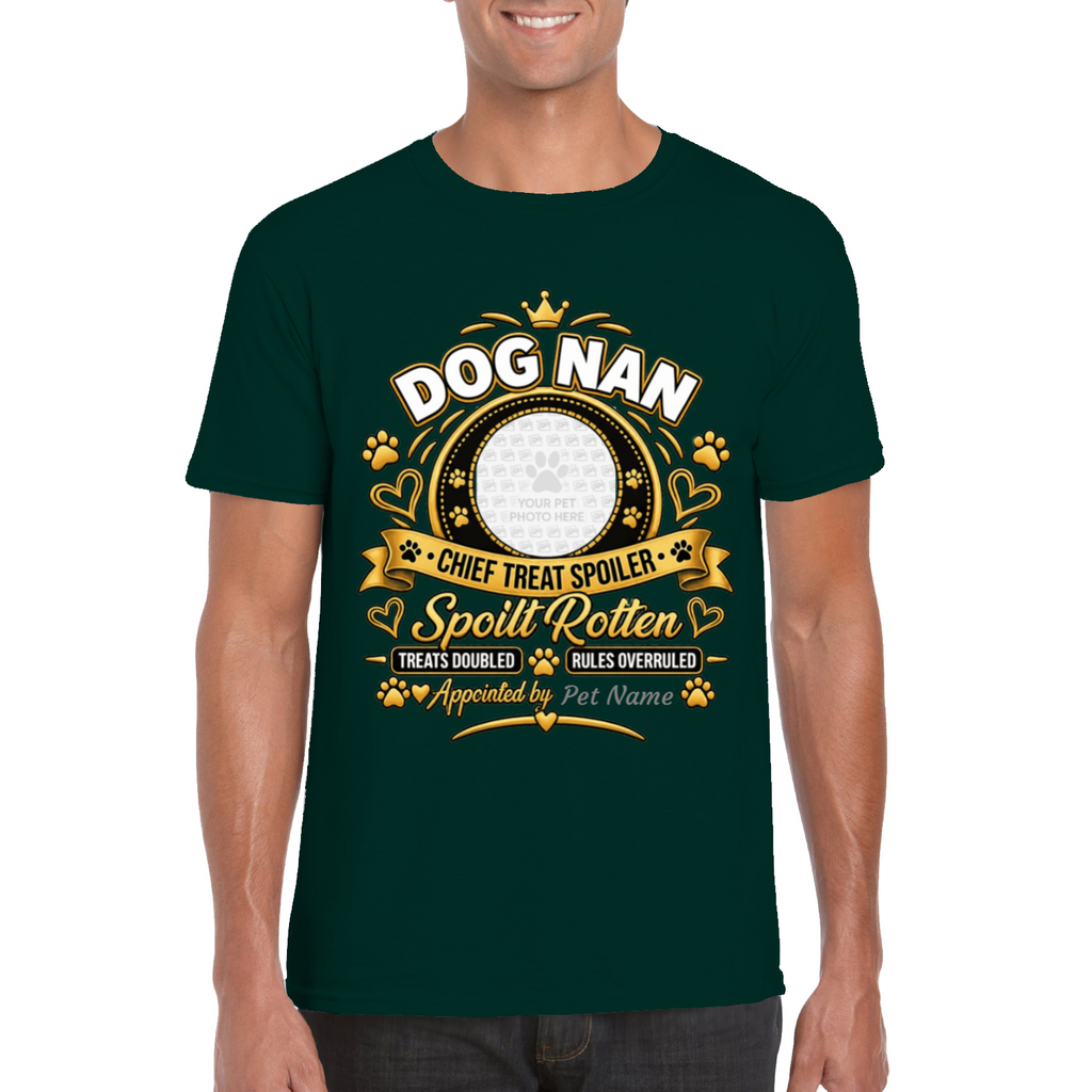 Personalised Dog Nan T-Shirt – Custom Dog Photo & Name Gift
