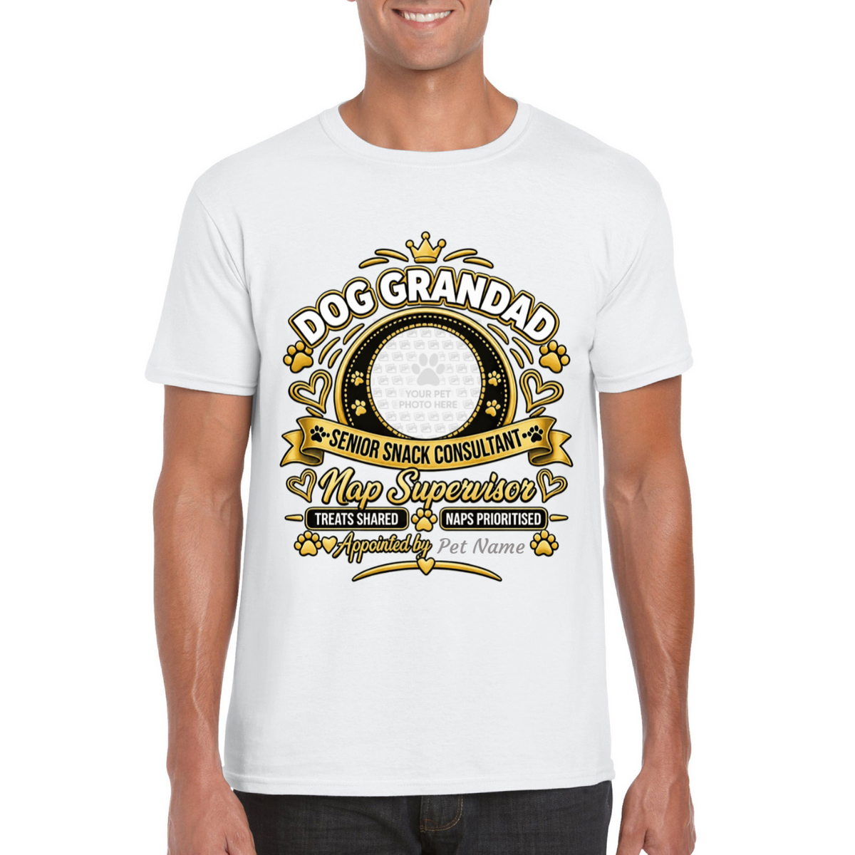 Personalised Dog Grandad T-Shirt – Custom Dog Photo & Name Gift