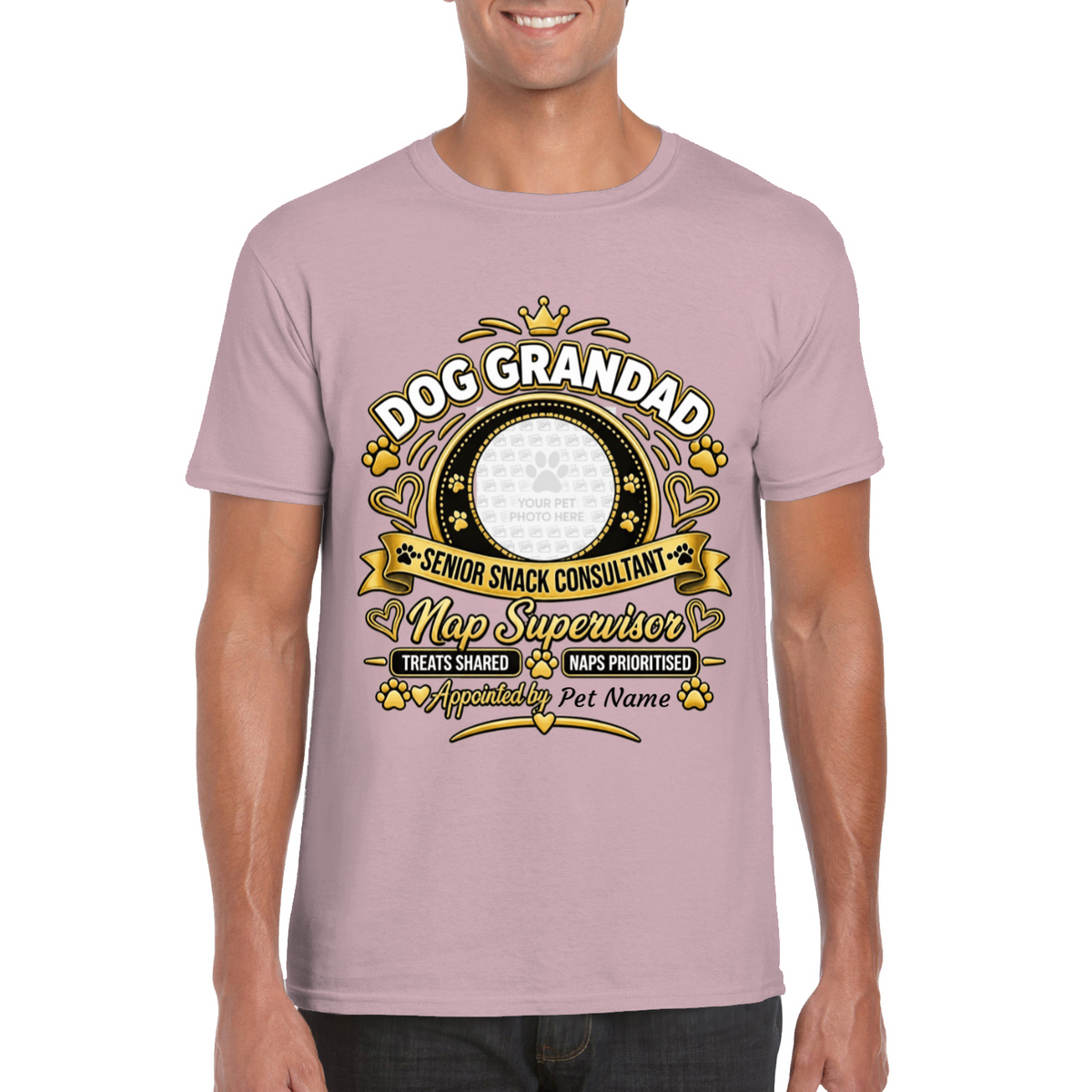 Personalised Dog Grandad T-Shirt – Custom Dog Photo & Name Gift