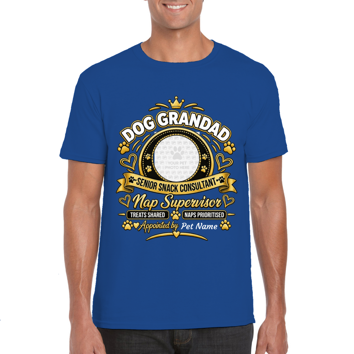 Personalised Dog Grandad T-Shirt – Custom Dog Photo & Name Gift