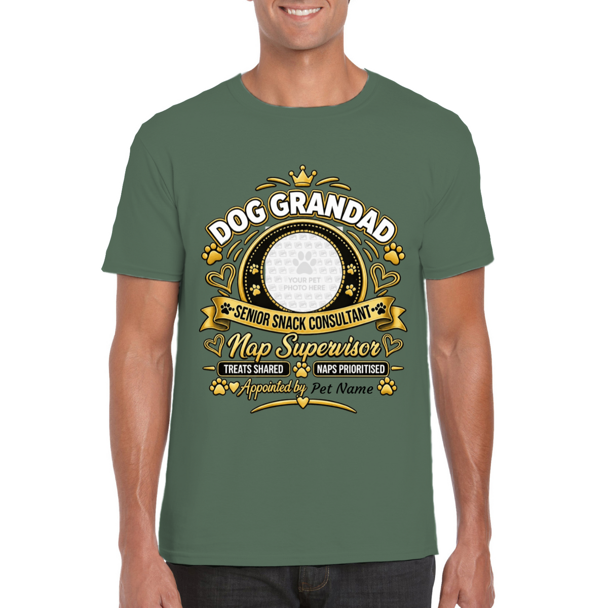 Personalised Dog Grandad T-Shirt – Custom Dog Photo & Name Gift