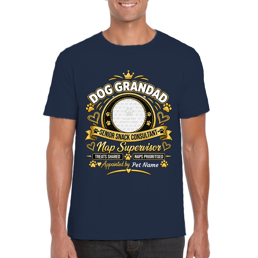 Personalised Dog Grandad T-Shirt – Custom Dog Photo & Name Gift