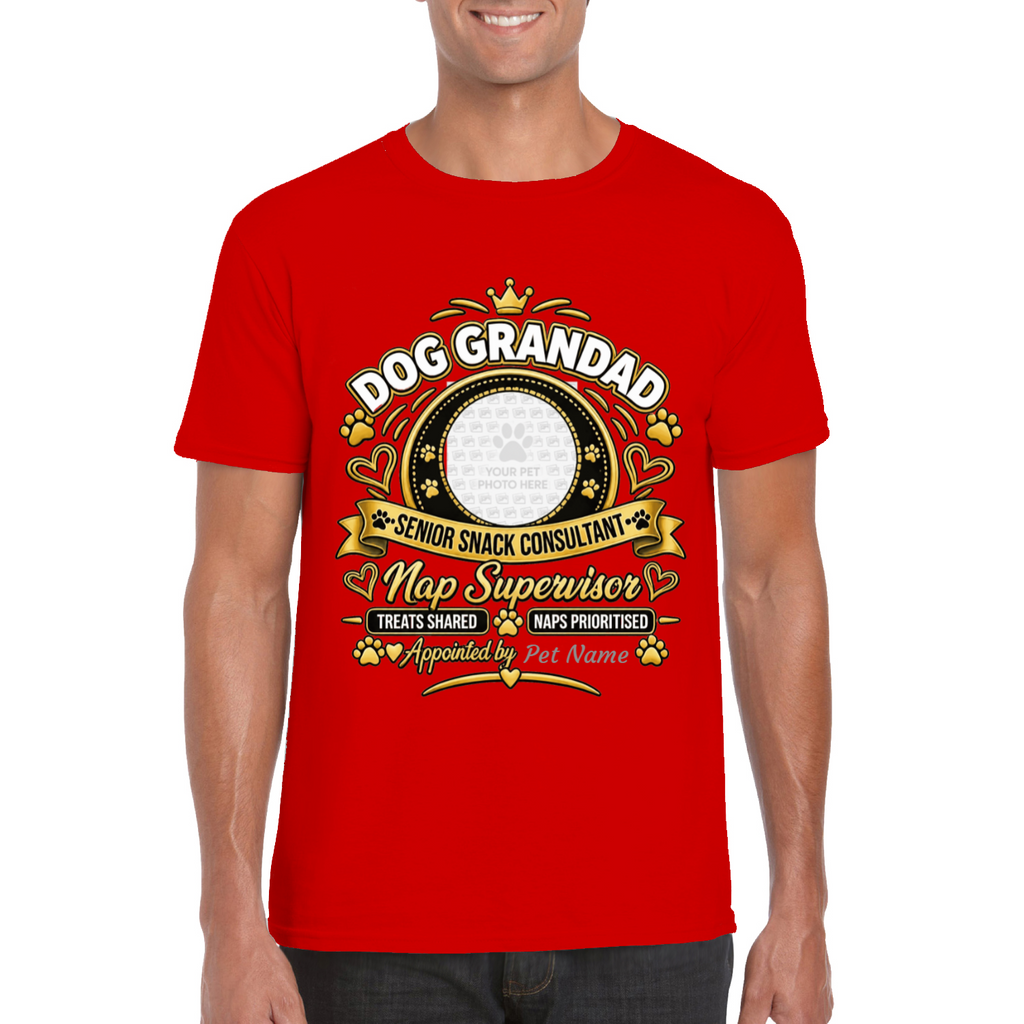 Personalised Dog Grandad T-Shirt – Custom Dog Photo & Name Gift