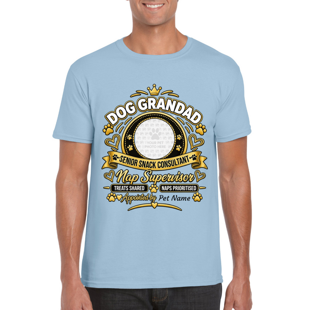 Personalised Dog Grandad T-Shirt – Custom Dog Photo & Name Gift