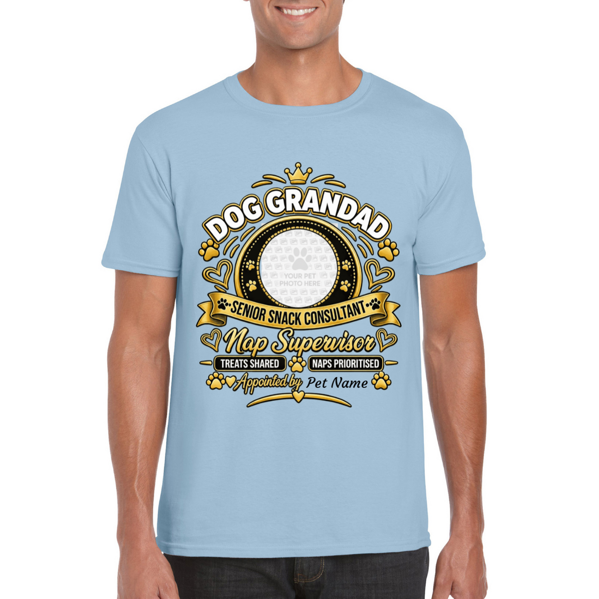 Personalised Dog Grandad T-Shirt – Custom Dog Photo & Name Gift