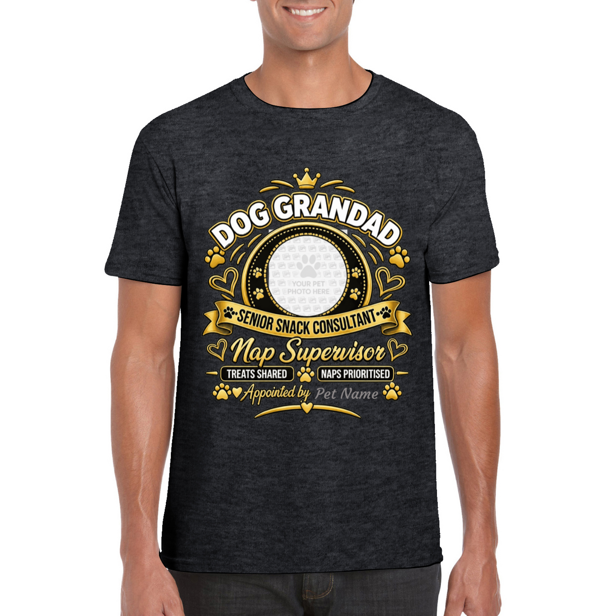 Personalised Dog Grandad T-Shirt – Custom Dog Photo & Name Gift