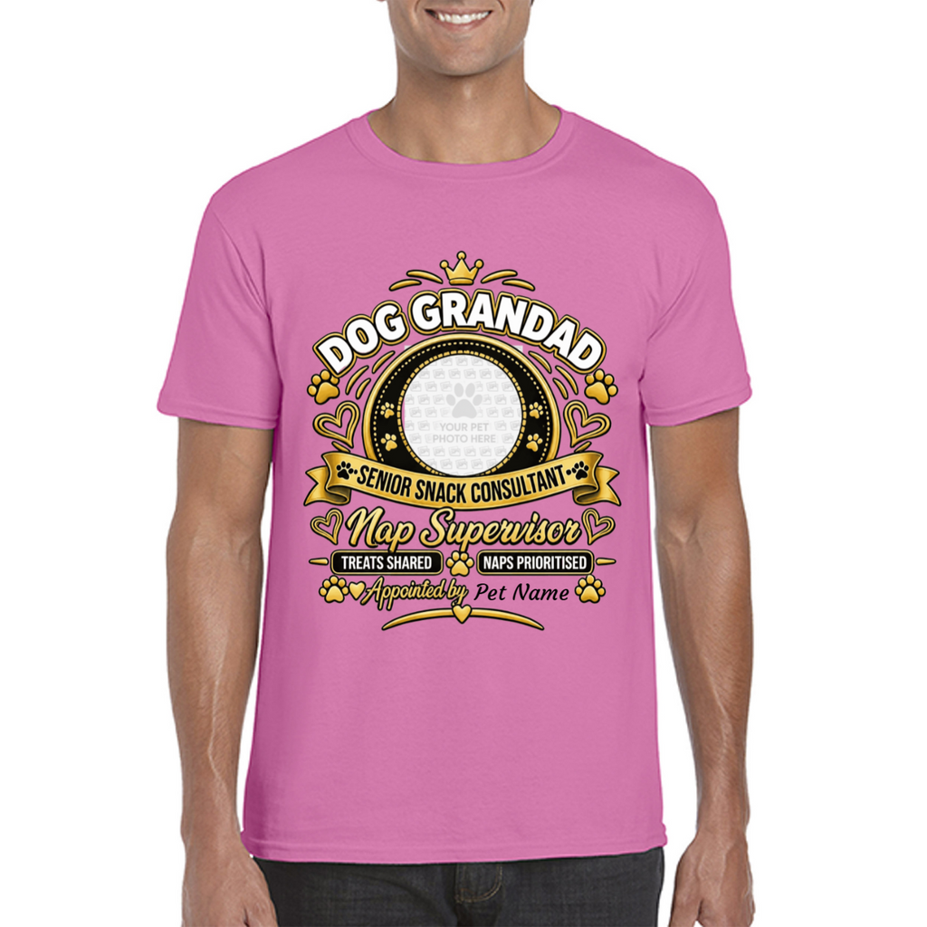 Personalised Dog Grandad T-Shirt – Custom Dog Photo & Name Gift