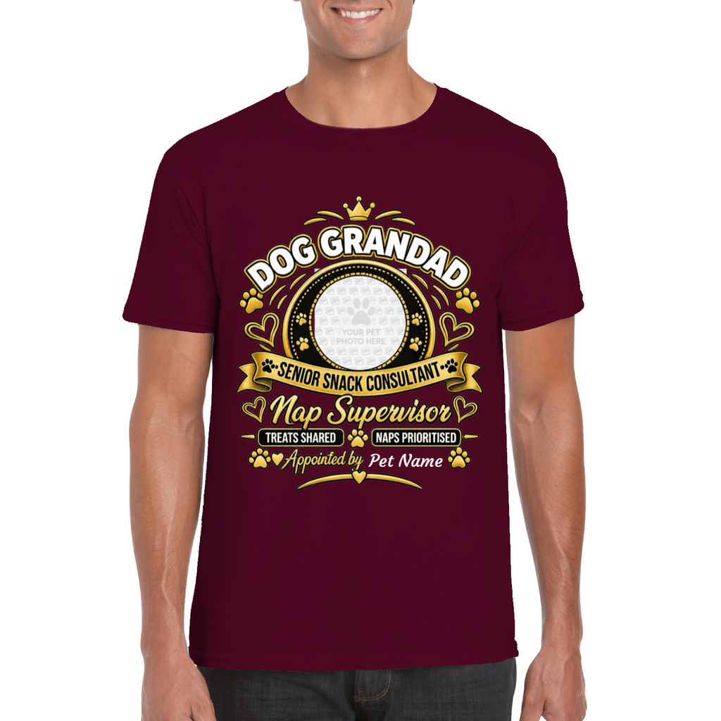 Personalised Dog Grandad T-Shirt – Custom Dog Photo & Name Gift